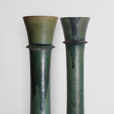 Lot 92 - A pair of glazed earthenware vases