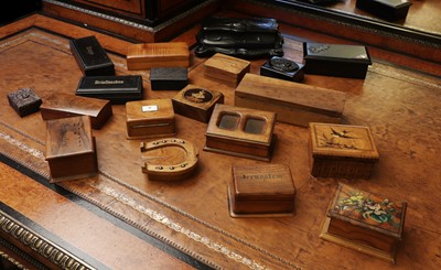 Lot 135 - A collection of wooden stamp boxes