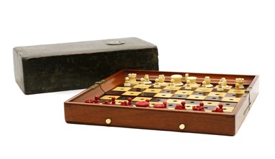 Lot 338 - A Jaques bone travel chess set