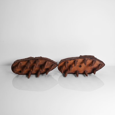 Lot 63 - A pair of chestnut-peeling shoes
