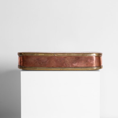 Lot 54 - A brass and copper tobacco box