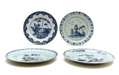 Lot 73 - Four Dutch blue and white delft plates