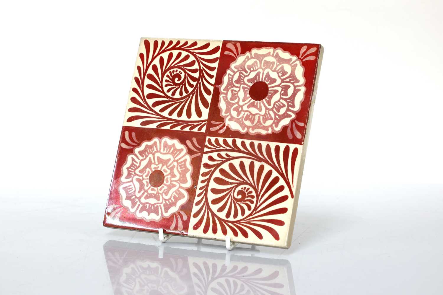 Ruby Tiles Pattern Lot 42 - A set of twelve 'Rose and Scroll' ruby lustre