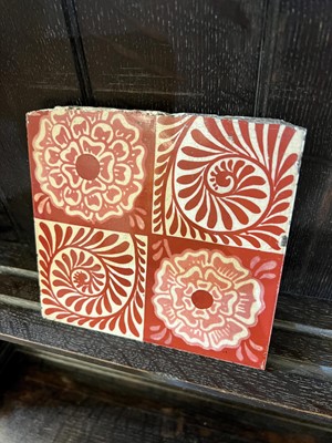 Lot 42 - A set of twelve 'Rose and Scroll' ruby lustre tiles