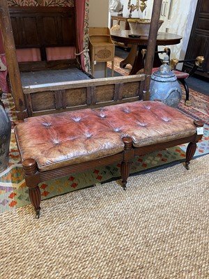 Lot 6 - A Regency-style mahogany and leather stool