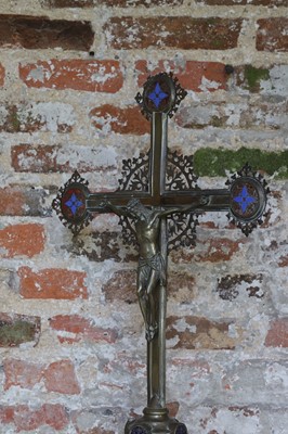Lot 26 - A gilt-brass and enamel altar crucifix in the manner of A W N Pugin