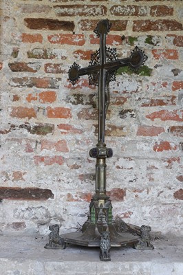 Lot 26 - A gilt-brass and enamel altar crucifix in the manner of A W N Pugin