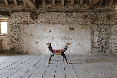 Lot 11 - A Regency-style ebonised stool