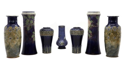 Lot 237 - A pair of Royal Doulton stoneware vases