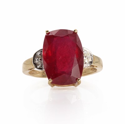 Lot 1123 - A 9ct gold ruby and diamond ring