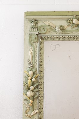 Lot 497 - A carved and painted wooden overmantel mirror