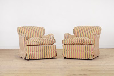 Lot 501 - A pair of beech-framed armchairs