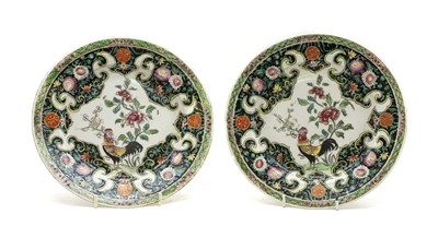 Lot 88 - A pair of Chinese export famille noir plates