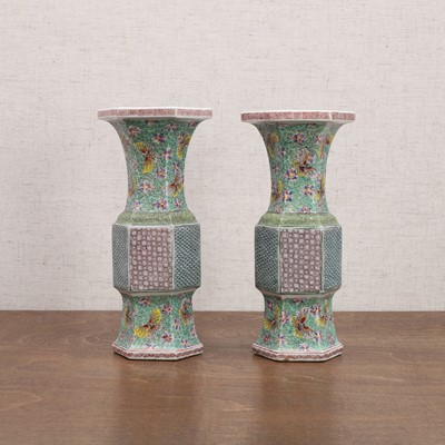 Lot 301 - A pair of Chinese famille rose vases