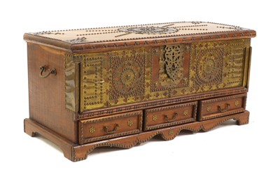 Lot 553 - A hardwood and brass studded Zanzibar chest