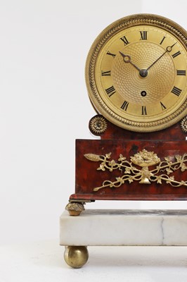 Lot 112 - A Regency ormolu, tortoiseshell and marble mantel clock
