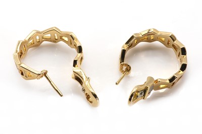 Lot 87 - A pair of 18ct gold diamond set Asprey 'Signature' design hoop earrings, c.2006