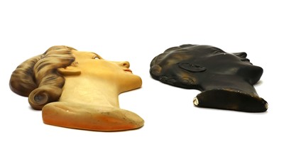 Lot 70 - Two Art Deco painted plaster wall masks