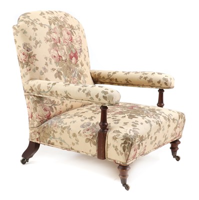 Lot 374 - A Victorian walnut open armchair