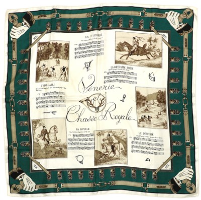 Lot 1569 - A silk scarf, Venerie et Chasse Royale, probably by Hermes