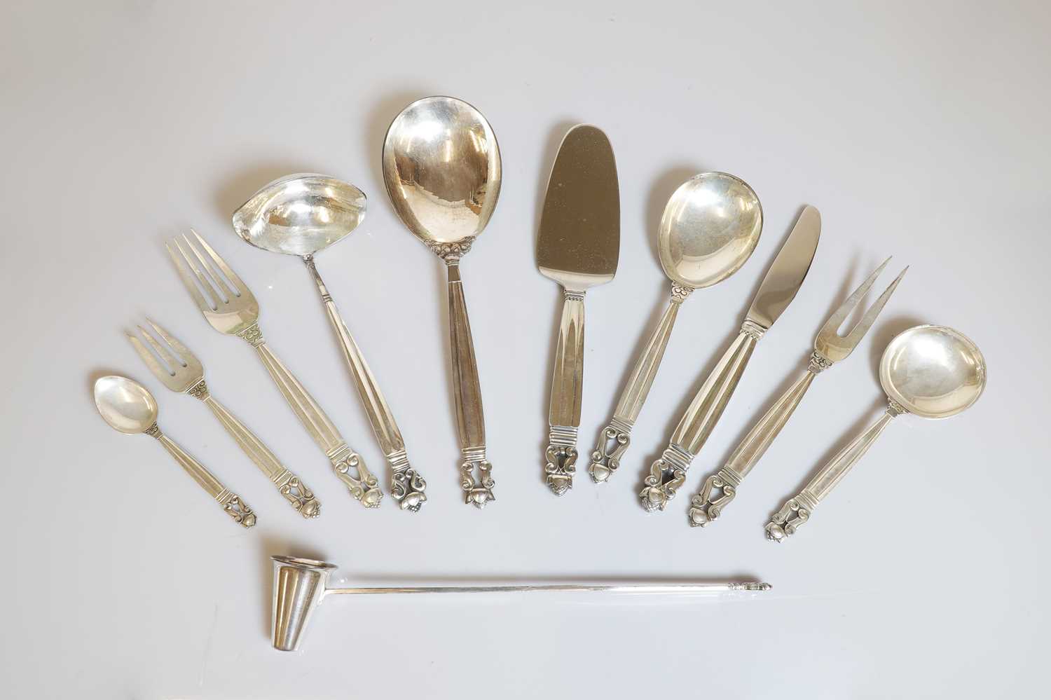 Lot 134 - A Georg Jensen 'Acorn' pattern flatware service