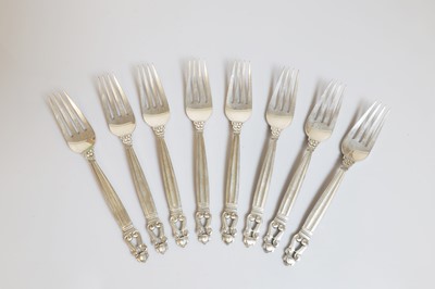 Lot 134 - A Georg Jensen 'Acorn' pattern flatware service