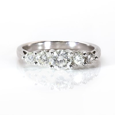 Lot 221 - An 18ct white gold five stone diamond ring