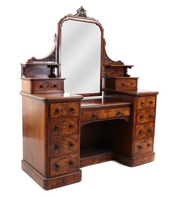 Lot 452 - A Victorian burr and figured walnut dressing table