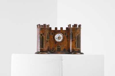 Lot 389 - A painted wooden desk clock stand