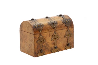 Lot 331 - A burr walnut and brass-mounted stationary casket