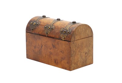 Lot 331 - A burr walnut and brass-mounted stationary casket