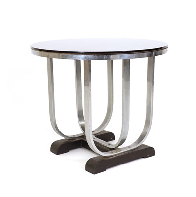 Lot 345 - An Art Deco chrome and black glass occasional table