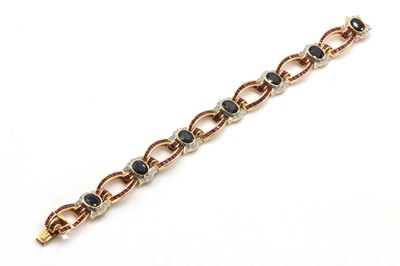 Lot 253 - A sapphire, ruby and diamond bracelet