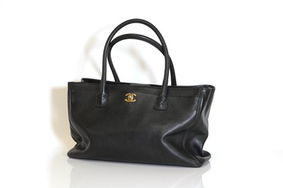 Lot 323 - A Chanel black leather Executive shoulder bag