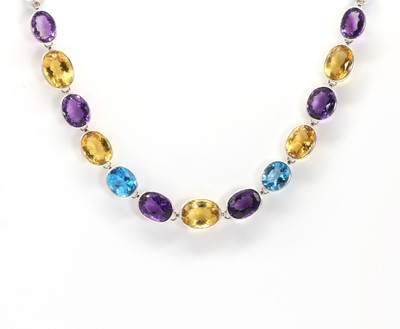 Lot 182 - A silver mounted vari-coloured gemstone necklace