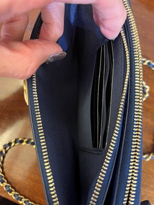 Lot 342 - A Chanel blue leather mini cross body bag