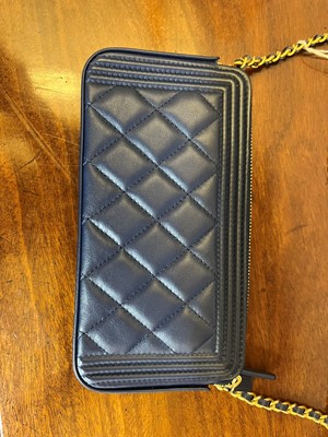 Lot 342 - A Chanel blue leather mini cross body bag