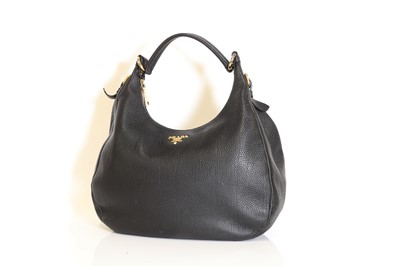 Lot 328 - A Prada black leather shoulder bag