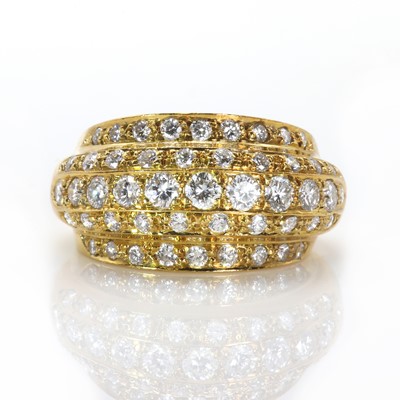 Lot 70 - An 18ct gold and diamond five row bombé ring, by Garrard & Co.