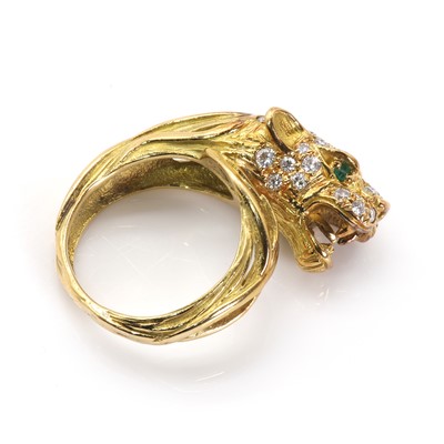 Lot 63 - An 18ct gold diamond set panther ring, by Garrard & Co.