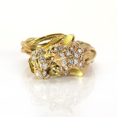 Lot 63 - An 18ct gold diamond set panther ring, by Garrard & Co.