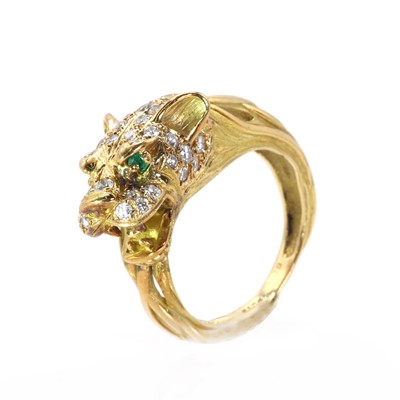 Lot 63 - An 18ct gold diamond set panther ring, by Garrard & Co.