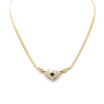 Lot 154 - An 18ct gold sapphire and diamond necklace, by Balestra