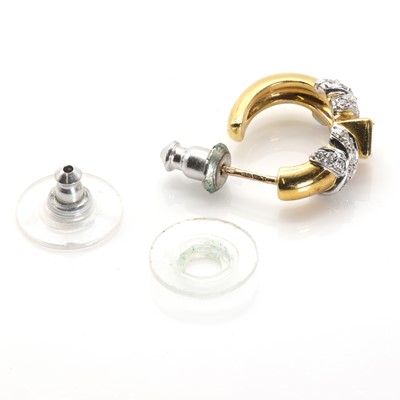 Lot 73 - A pair of 18ct gold diamond cuff style earrings, by Mappin & Webb