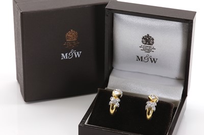 Lot 73 - A pair of 18ct gold diamond cuff style earrings, by Mappin & Webb