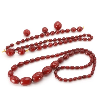 Lot 223 - Two Bakelite bead necklaces