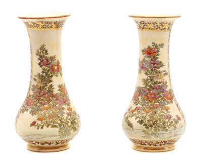 Lot 124 - A pair of Japanese Satsuma ware vases
