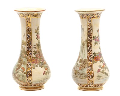 Lot 124 - A pair of Japanese Satsuma ware vases
