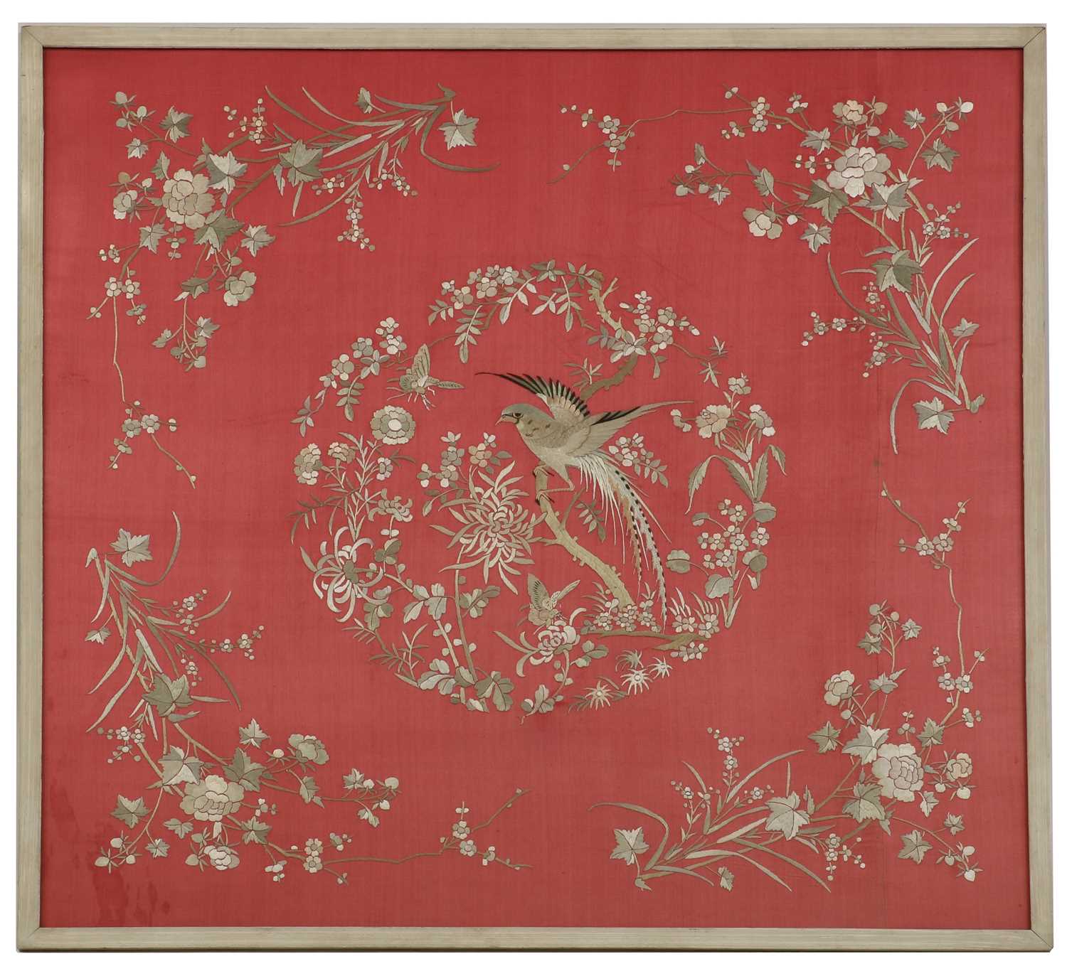 Lot 176 - A Chinese embroidered silk panel