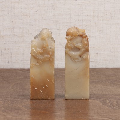 Lot 233 - A pair of Chinese soapstone seals